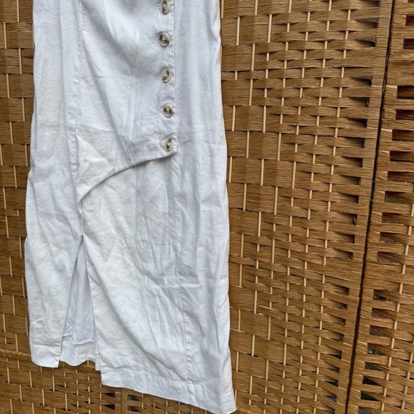 Anthropologie Sleeveless Square Neck Button Wrap Midi Dress Ivory Women Large - Picture 4 of 10